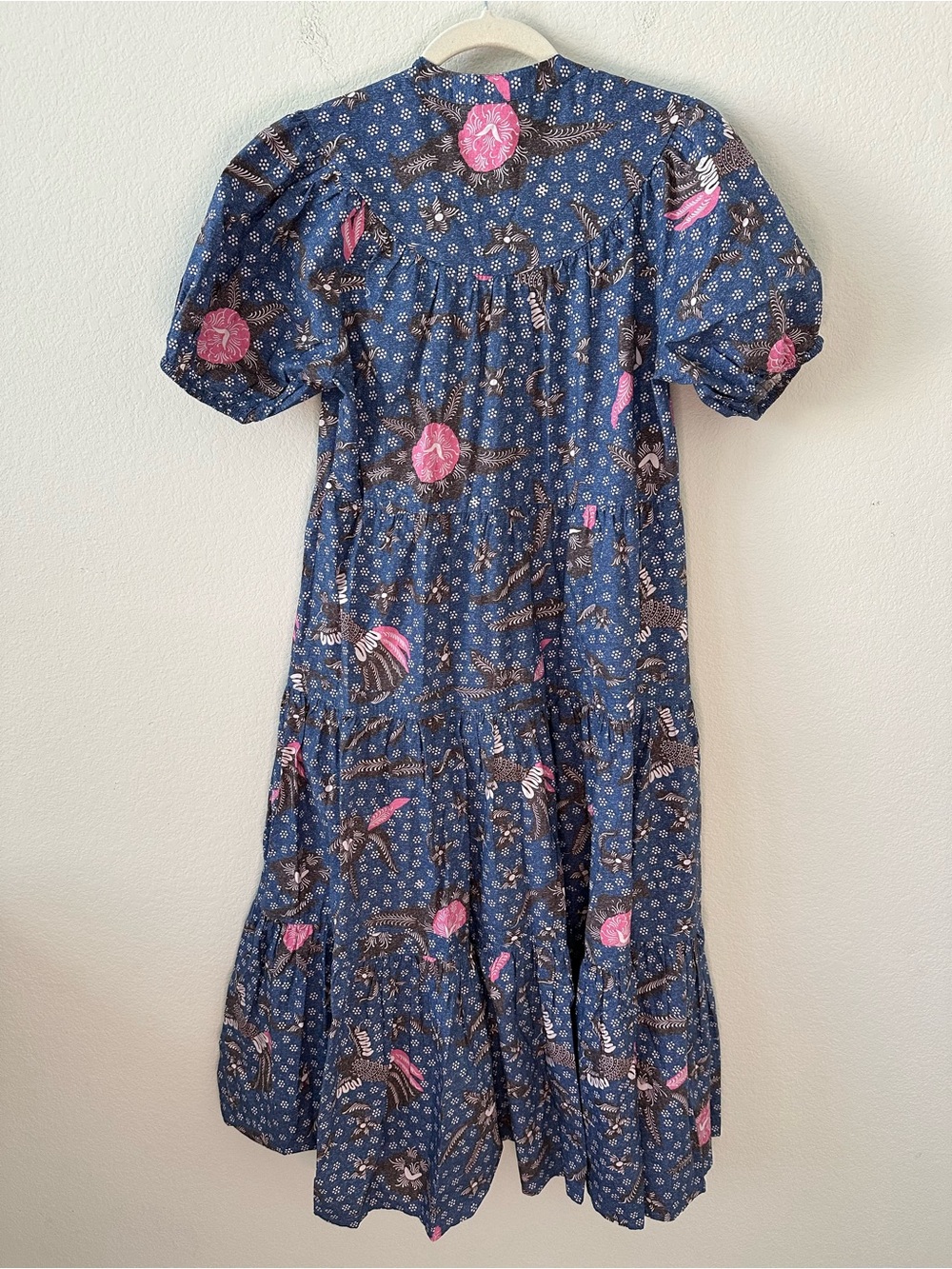 OLIPHANT tiered midi dress in bali navy SZ XS - Picture 6 of 6